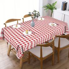 1 Stück moderner rot-weißer karierter Tischdecke, geeignet für Zuhause, Esszimmer, Küchentisch, täglichen Gebrauch in der Küche