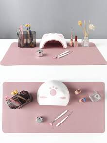 FULL BEAUTY Tapete de mesa para nail art rosa-claro, impermeável, em couro PU macio, para estúdio, dobrável, com apoio de braço, almofada para manicure, tapete para mesa de unhas, ideal para salão de manicure e uso doméstico. - Rosa Empoeirado - Ver 4
