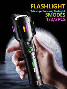 1PC Super Bright LED Flashlight - 10000mAh Big Capacity Battery, USB Rechargeable Durable Torch For Outdoor Adventures, Blackout, Car Repair, Hiking (3 Modes)