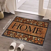 HOME 印花风格门垫，适合室内外使用，低调设计，可机洗地毯，圆点防滑背衬，非常适合前门和入口，适合返校浴室厨房装饰 - 彩色 - 查看 24