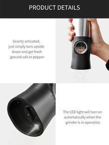 CLITON 2pcs Gravity Sensing Electric Pepper & Salt Grinder Set With Automatic LED Light - Popular Gift For Valentine's Day, Mother's Day, Cooking & Grilling In 2025 - Battery Powered, Holiday Gift Box Packaging, Kitchen Essential (Black)