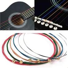 Set de 6 cuerdas de guitarra de colores múltiples, cuerdas de guitarra clásica con recubrimiento de aleación - Duradero recubrimiento arcoíris, apropiado para guitarras acústicas, mejora la calidad del sonido y el estilo