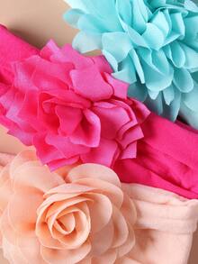 مجموعة شريط رأس زهري للأطفال الرضع 3 قطع، إكسسوارات شعر واسعة للفتيات الصغار