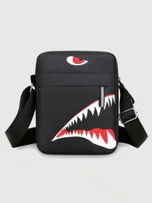 Men's Shoulder Bag INS Messenger Bag Crossbody Bags Polyester Cartoon Casual With Shark Graphic Side Bag Sling Bag Vacation School Holiday Sport Lightweight Gift Teenagers Freshmen Thanksgiving Purse Bag Tote Bag Bum Bag Belt Bag Rider Bag
