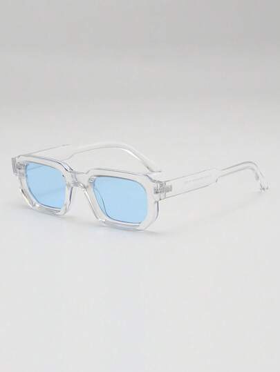 1 Stück quadratische Jelly-Farbe modischer Kontrast-Rahmen Mode-Brille, unisex Brillen geeignet für Ausgehen, Einkaufen, Freizeit