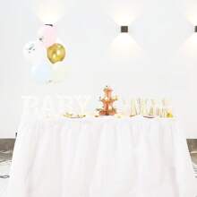 Juego de mantel y falda de mesa, falda de mesa desechable de 29 in x 14 ft y mantel de plástico de 54 x 108 in para mesas rectangulares, bodas, fiestas de bufé, fiestas de cumpleaños, decoraciones de baby shower, Navidad, San Valentín, Pascua (Blanco, Negro, Rosa, Azul)