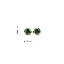1 Pair Korean Style Minimalist Green Pearl Earrings, Women's Elegant Crystal Inlaid Ear Studs, Versatile - Green - View 3