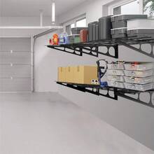 Sinoer 2Pack 2x6ft Garagenregal mit Haken 24-Zoll-x-72-Zoll-Wandregal aus Metall Garage Storage Rack Regale für  Schuppen Garagenlagerung - Schwarz1 - Übersicht 3