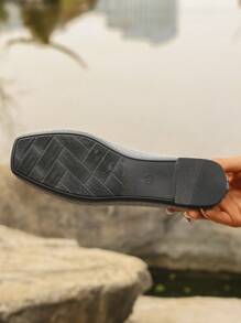 2025 New Knitted Flat Square Toe Mesh Sneakers For Women, Casual Sports Slip-On Lightweight Loafers