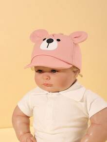 1pc Baby Bear Pattern Embroidered Big Ear Decor Sun Ion Hat Baseball Cap, Suitable For Boys And Girls - Pink - View 5