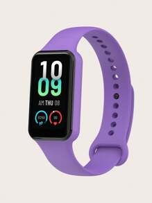 1pc Solid Color Casual Style Snap-On Silicone Smart Watch Band Strap, Suitable For Amazfit Band 7, Suitable For All-Day Wear