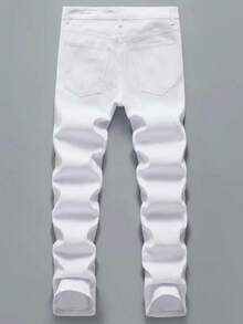 1 Quần Jogger Hàng Hiệu Đường Phố Màu Xanh Dương Cho Nam, Quần Jeans Co Giãn, Thoáng Khí, Có Túi, Màu Trơn, Dáng Dày, Phù Hợp Đi Dạo Phố, Cho Cha Mẹ Và Con Cái, Hoạt Động Ngoài Trời - trắng - Xem 2