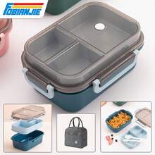 FoBianJie Conjunto de Caja de Almuerzo Bento con Tapa Transparente -3 Compartimentos, Recipiente Reutilizable para Preparar Alimentos con Cubiertos - Apilable, Manual, Lavado a Mano, Contenedor de Alimentos Cuadrado No Eléctrico, Apto para el Trabajo y Viajes - Multicolor - Ver 15