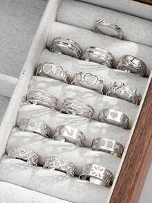 16pcs/Set Heart & Star Geometric Metal Toe Ring Set, Simple Design, Gift For Women, Party & Vacation - Golden - View 13