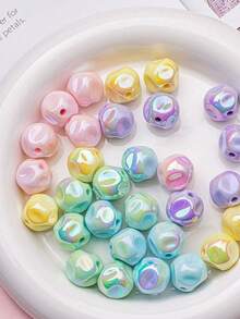 [10 颗彩虹扭珠] 随机款式彩色亚克力多面扭珠，16 毫米，彩虹色，乳白色，糖果色 DIY 珠宝制作用品，适用于手机吊饰、手链、项链 - 串珠套件 - 彩色 - 查看 5