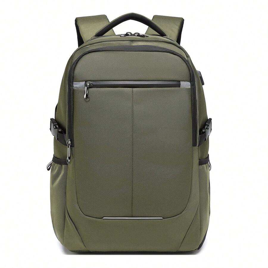 Commuter Travel Business Backpack, Men's And Women's Lightweight Laptop Bag, Large Capacity Multi-Pocket Multifunctional Backpack - Army Green - View 1