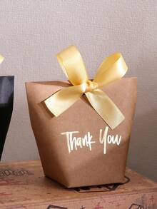 5pcs "Premium 'Thank You' Gift Box In Gold On Paper | Featuring Elegant Ribbon | Perfect For Christmas, Wedding, BabyShower, And Beyond - Multicolor - View 4