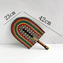 Handcrafted Seagrass Wall Fan With African Motifs - Artistic Home Decor Accent - Multicolor - View 3