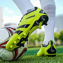 1 Pair Unisex Indoor/Outdoor Soccer Cleats, Low-Top Turf Football Training Shoes With Spikes, Suitable For Hard Ground, Artificial Grass, Perfect For Large And Small Sizes, High Performance Non-Slip Rubber Sole, Lightweight Lace-Up Design - Fluorescent Green - View 9