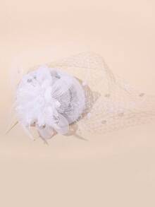 1pc Kids Tulle Flower Veil Tea Party Mini Hat, Suitable For Girls Daily Outfit And Photography - Flowers - View 7