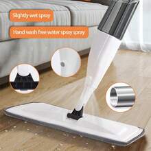 Microfibre Floor Spray Mop For Floor Cleaning, 360° Swivel Head With 3 Replacement Pads, 350ML Refillable Bottle & 1 Scraper - White - View 1