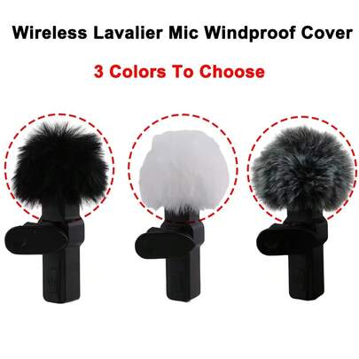 1/3 unidades Micrófono inalámbrico de solapa, micrófono de solapa inalámbrico con pantalla antiviento mullida para exteriores, juego de pantalla antiviento mullida y funda de espuma mini inalámbrica para micrófono de corbata, cubierta antiviento para micrófono de corbata, cubierta de espuma para micrófono para reducir el ruido del viento