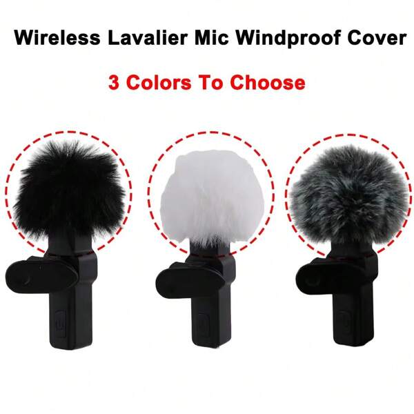 1/3 Peças Microfone sem Fio com Presilha de Colar, Microfone de Lapela a Prova de Vento para Uso Externo com Protetor de Pêlo, Conjunto Miniatura de Protetor de Pêlo e Capa de Espuma para Microfone de Lapela, Capa a Prova de Vento para Microfone de Lapela, Capa de Espuma para Microfone para Reduzir o Ruído do Vento