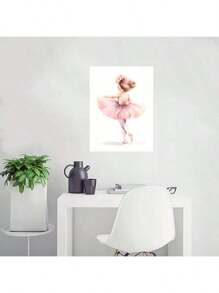1/6PCS Optional Frame Posters Wall Arts Modern Pink Ballerina Girl Unicorn Butterfly Poster Kids Room Decorative Posters Wall Bedroom Decor ,Wall Art With Frame