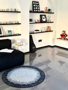 1pc Round Blue Starry Sky Velvet Rug, Vintage Round Rug For Bedroom, Living Room, Sofa, Coffee Table, Computer Chair, Swivel Chair, Small Mat, Suitable For All Seasons - Navy Blue - View 7