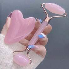 1 Piece Facial Beauty Massage Set, Including Roller, Massage Board, Body Back Scraping Board, Pink And White Options, Beauty, Skin Care Products, Spa, Self-Care, Skin Care Tools, Facial Care, Aesthetic Accessories, Massage Face Massage Tools, Facial Roller, ABS Material - Multicolor - View 2