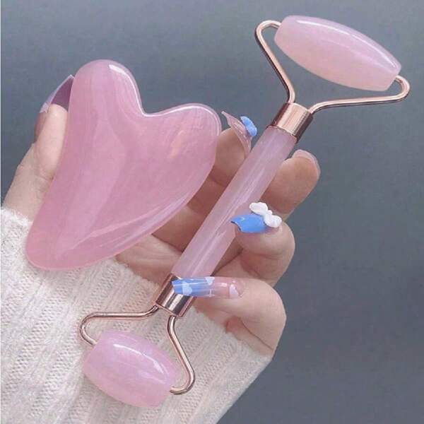 1 Pezzo Set di Massaggio Facciale, Incluso Rullo, Tavoletta da Massaggio, Tavoletta per Scrubbing Schiena, Opzioni Rosa e Bianco, Bellezza, Prodotti per la Cura della Pelle, Spa, Cura di Sé, Strumenti per la Cura della Pelle, Cura del Viso, Accessori Estetici, Strumenti per Massaggio Facciale, Rullo Facciale, Materiale ABS