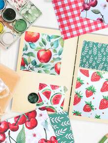 12 张复古甜水果剪贴簿纸、卡片纸、垃圾日记工艺纸，包括西瓜、草莓、苹果、樱桃图案、Decopodge 卡片、DIY 装饰背景、工艺图案纸、礼品包装纸、剪贴簿用品、生日派对用品、婚礼用品、新娘送礼会礼品、节日派对用品、家居装饰、房间装饰、图片装饰、相框纸、相册装饰