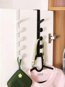 2pcs 5 Layers Over The Door Hook Organizer Rack Hanger Backpack Handbag Door Hook,Easy Install Door Hanging Hooks Bedroom Door Hanger Clothes Hanging Rack, Over The Door Plastic Home Storage Clothes Hanging Rack