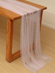 1 Piece Pearl Chiffon Decorative Table Flag Wedding Decoration Tablecloth Indoor And Outdoor Table Decoration Cloth Solid Color Beautiful Background Cloth Wedding Supplies