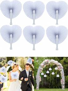 12pcs-White Heart Shaped Folding Paper Fan, Wedding Ceremony Decoration,White Heart Shaped Folding Paper Hand Fans For Weddings And Travel Valentine's Day Valentines,Paper Fans,White Bulk Folding Foldable Hand Handheld Fans Wedding Decorations Heart Round Shaped Accordion Fans