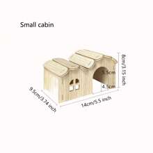 1 pieza Casa de madera para hámsteres, laberinto refugio para hámster, casa con tobogán divertido para hámster con ventana, choza desmontable de dos pisos para hámster, ratón enano, ratón, animales pequeños
