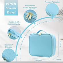 NetHong Large Makeup Bag With LED Mirror Vanity Case Beauty Box Make Up Travel Cosmetic Bag Holiday Essentials UK Back To School - Blue - View 8