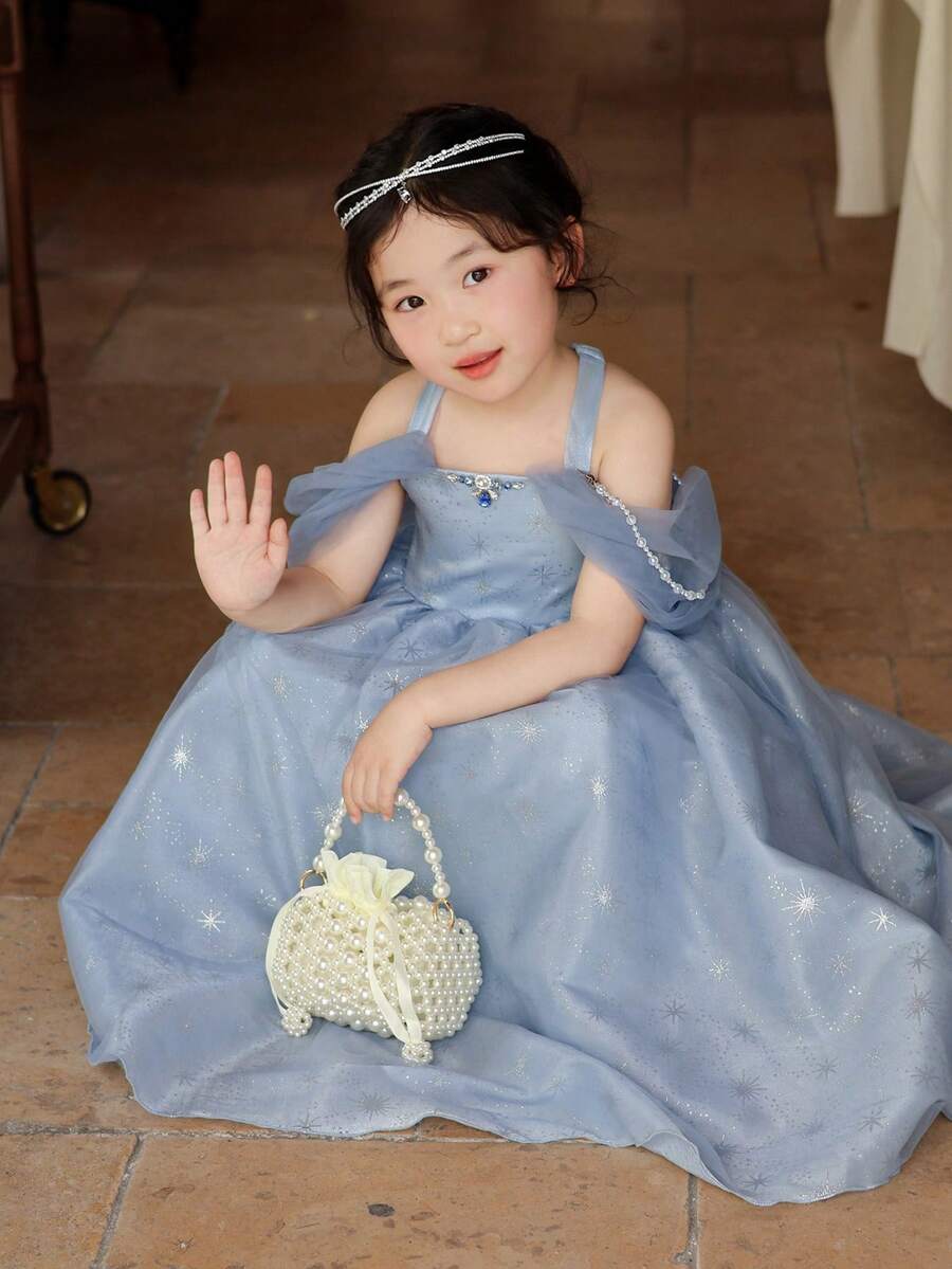 1pc Girls Pearl Drawstring Closure Cute Handbag White Beaded Crossbody Bag, Suitable For Spring/Summer - White - View 1