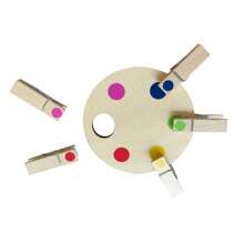 Wooden Clips With Color Dots Matching The Color Palette, Wooden Clips Pairing The Colors Montessori Puzzle Toys