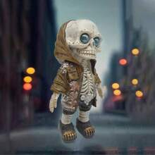 1pc Halloween Gothic Skeleton Dwarf Statue Figurine Resin Ornaments, Holiday Decorations And Gifts For Home Indoor Garden Yard Outdoor Decoration