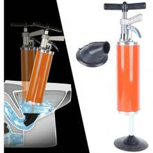 Portable High Pressure Kinetic Toilet Plunger, Air Pressure Pipe Clean Pipe Cleaning Water Ram 4" Rubber Cone Drain Cleaner - Orange - View 1