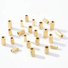24 pièces Perles tubes en alliage plaqué or 18 carats, 4 styles de perles espaceurs pour fabrication de bracelets, colliers et bijoux DIY