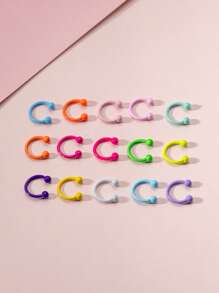 15pcs Stainless Steel Rainbow Sphere Nose Rings, Hypoallergenic, Fashionable Nose Piercing, Lip Piercing For Customers