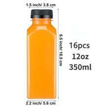 6 Packs 13.6 OZ (400 Ml) Clear PET Plastic Juice Bottles With Black Lids- Plastic Smoothie Bottles Ideal For Juice, Milk And Other Beverage,Empty Plastic Juice Bottles With Leak-Proof Caps Clear Water Bottle, For Outdoor, Camping