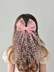 1pc Girls Elegant Cute White Lace Embroidered Bowknot Hair Clip, Wedding Hair Accessory, Suitable For Teens, Daily, Holiday, Party Wear, New Year, Valentine's Day, Back To School - Multicolor - View 12