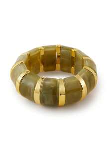 ORNAPEADIA 1pc Bohemian Style Colorful Wide Resin Elastic Bangle Bracelet, Suitable For Women's Daily, Party, Holiday Wear, Gift