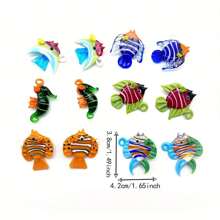 1/3/6/12/24/48 piezas Peces tropicales de dibujos animados, artesanía de vidrio fundido, colgante DIY para collar, ropa, decoración colgante, accesorios, decoración del hogar y festividades