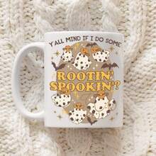 1 pieza Taza de café de 11 onzas "Spookin", taza de té, divertida para el trabajo, estilo occidental, vaquero, temporada de miedo, fantasma lindo, "Y'allternative", peculiar, taza de café - 11 onzas - Ver 2