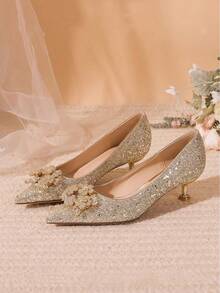 Bridal Garters & Barefoot Sandals - Silver Square Buckle - View 8