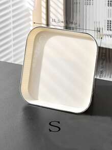 1 pieza Bandeja rectangular de plástico para café/té, bandeja de servir para uso en sala de estar, cocina, dormitorio, restaurante - Blanco - Ver 6